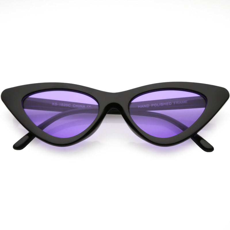 zeroUV Women's Retro Flat Angle Colored Lens Black Frame Sunglasses C511 Sunglasses White Smoke Black Purple