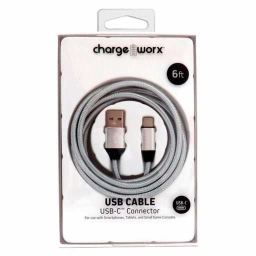 Charge Worxs Charge Worxs® USB-C to USB-C Charging Cable – 6 ft (WORX Series) Cables White Smoke
