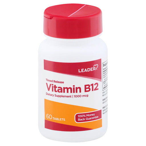 Leader Leader(Tm) Vitamin B-12 1000mcg Extended Release Tablets 60 Ea Health & Beauty White Smoke