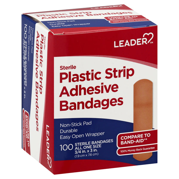 Leader Leader Bandages, Adhesive, Plastic Strip, Sterile First Aid White Smoke