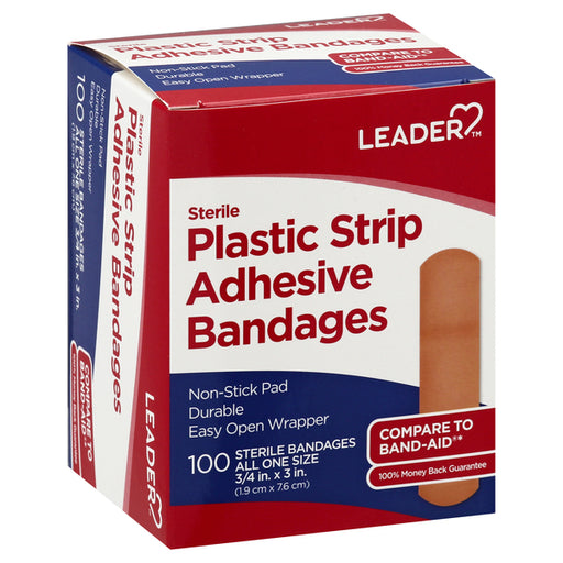 Leader Leader Bandages, Adhesive, Plastic Strip, Sterile First Aid White Smoke