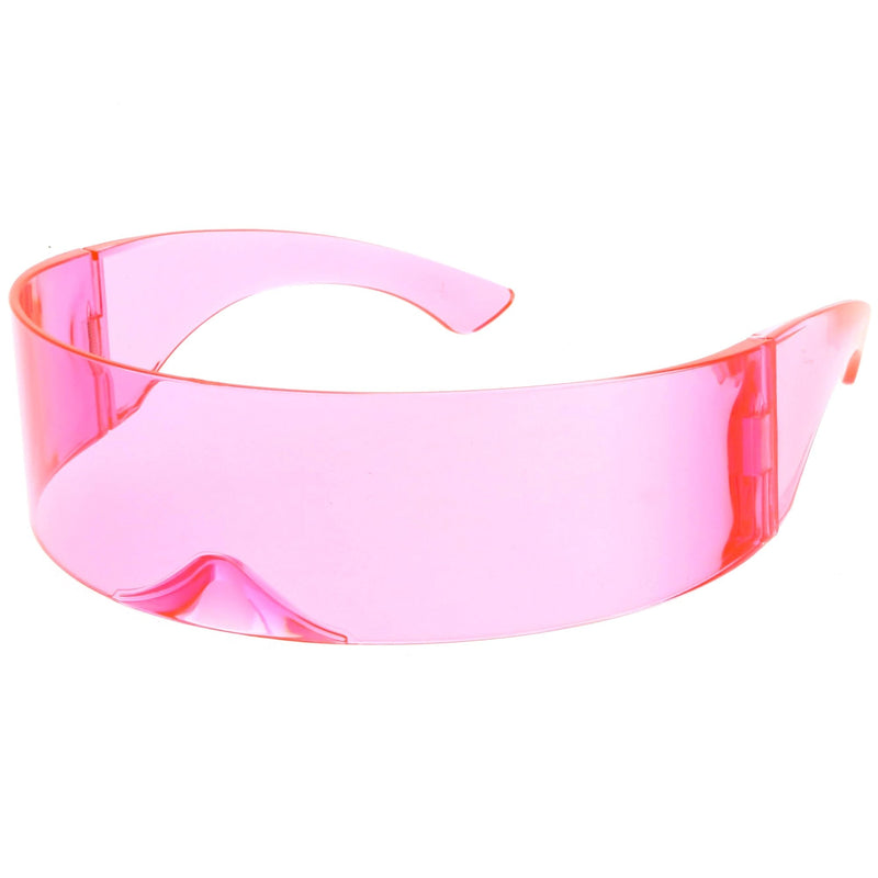 zeroUV Futuristic Space Cadet Mono Lens Shield Sunglasses C471 Sunglasses White Smoke Yellow,Pink,Red,Blue,Light Smoke,Light Blue
