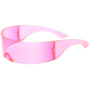 zeroUV Futuristic Space Cadet Mono Lens Shield Sunglasses C471 Sunglasses White Smoke Yellow,Pink,Red,Blue,Light Smoke,Light Blue