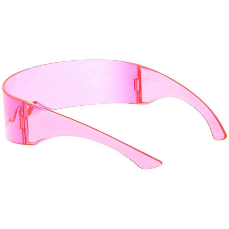 zeroUV Futuristic Space Cadet Mono Lens Shield Sunglasses C471 Sunglasses White Smoke Yellow,Pink,Red,Blue,Light Smoke,Light Blue