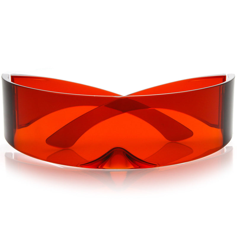 zeroUV Futuristic Space Cadet Mono Lens Shield Sunglasses C471 Sunglasses White Smoke Red