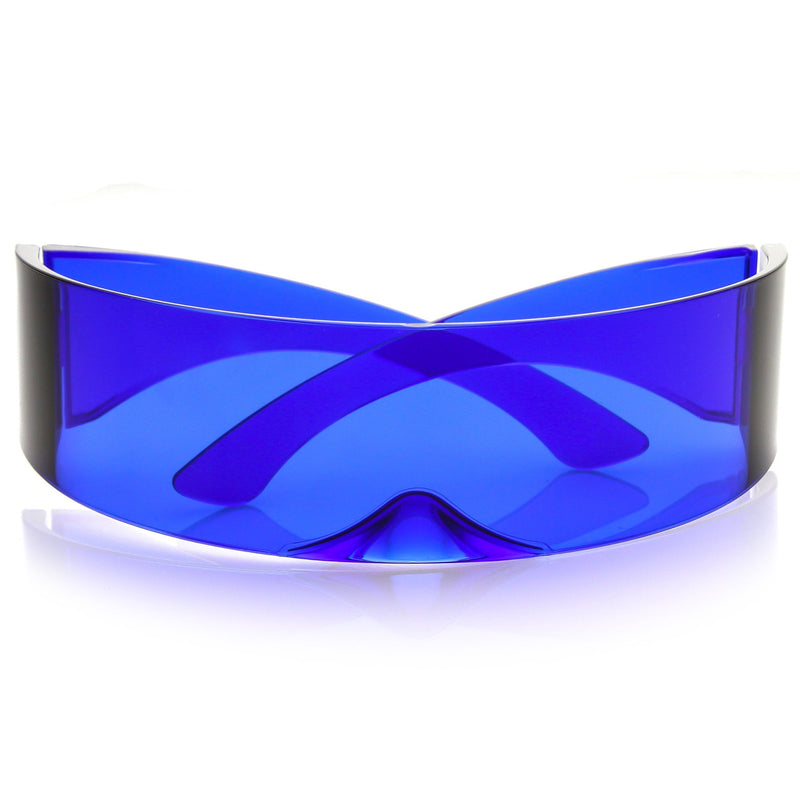 zeroUV Futuristic Space Cadet Mono Lens Shield Sunglasses C471 Sunglasses White Smoke Blue