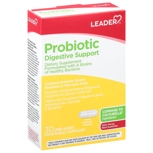 Leader Leader™ Probiotic Digestive Support – 100% Vegetable Capsules Medicine Cabinets White Smoke