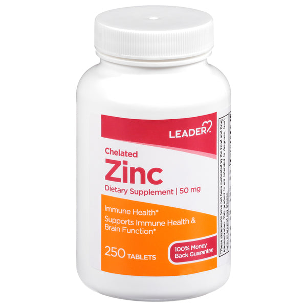 Leader Leader Chelated Zinc Dietary Supplement 50 Mg Tablets Vitamins & Supplements White Smoke