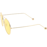 zeroUV Premium Oversize Color Oval Plat Lens Aviator Sunglasses C498 Sunglasses White Smoke Silver Blue,Gold Yellow,Silver Green,Gold Pink,Black Light Grey