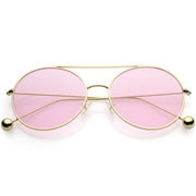 zeroUV Premium Oversize Color Oval Plat Lens Aviator Sunglasses C498 Sunglasses White Smoke Gold Pink