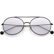 zeroUV Premium Oversize Color Oval Plat Lens Aviator Sunglasses C498 Sunglasses White Smoke Black Light Grey