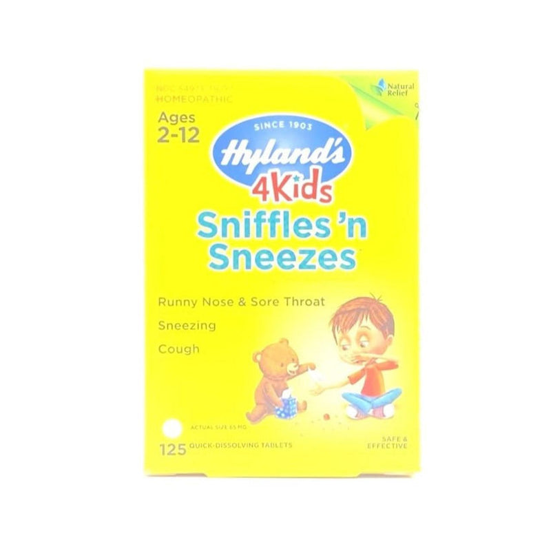 Hyland's Hyland's Homeopathic Sniffles 'n Sneezes 4 Kids - 125 Tablets Vitamins & Supplements Yellow