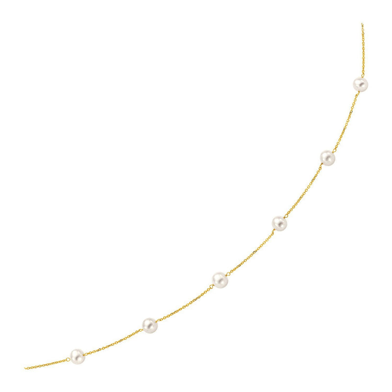 Bids.com 14k Yellow Gold Necklace with White Pearls Necklaces White Smoke 16 / Yellow Gold,18 / Yellow Gold