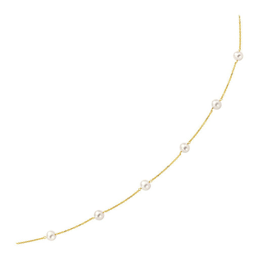 Bids.com 14k Yellow Gold Necklace with White Pearls Necklaces White Smoke 16 / Yellow Gold,18 / Yellow Gold