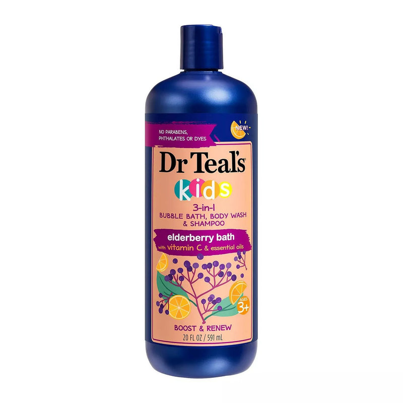 Dr Teal's Dr Teal’s® Kids 3-in-1 Elderberry – 20 fl oz Bath & Body White Smoke
