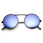 zeroUV Large Retro Round Steampunk Mirrored Lens Sunglasses 8759 Sunglasses White Smoke Black Blue Revo