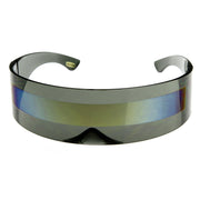 zeroUV Futuristic Retro Mirror Wrap Around Shield Sunglasses 8762 Sunglasses White Smoke Smoke Sun Mirror