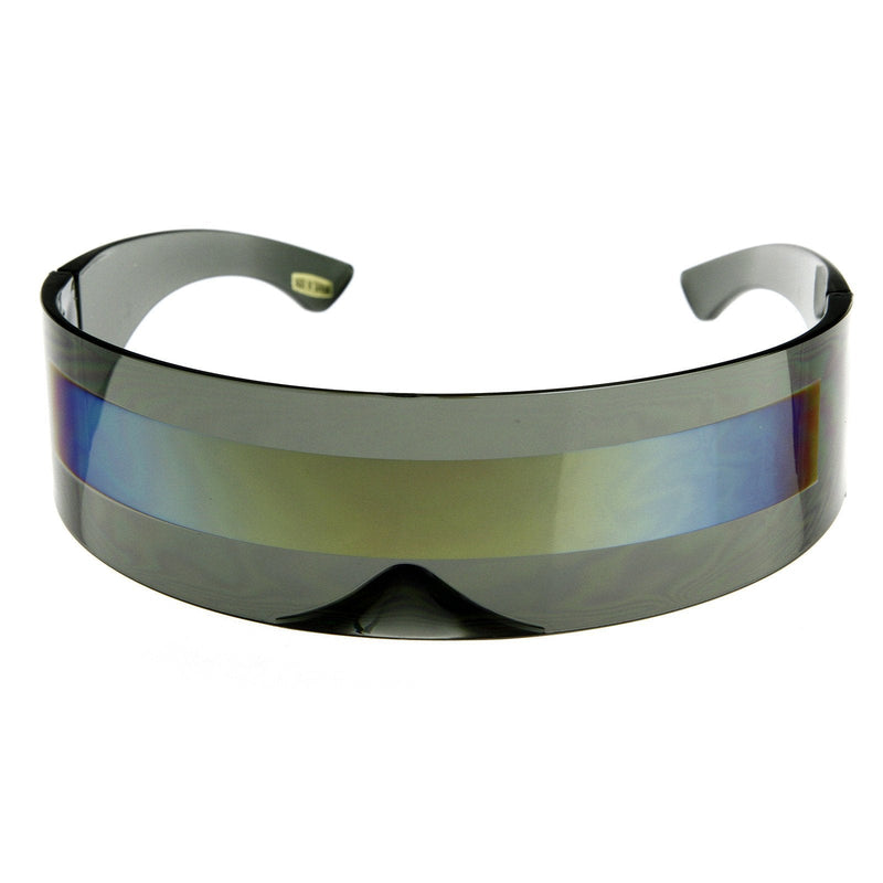 zeroUV Futuristic Retro Mirror Wrap Around Shield Sunglasses 8762 Sunglasses White Smoke Smoke Sun Mirror