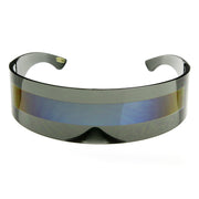 zeroUV Futuristic Retro Mirror Wrap Around Shield Sunglasses 8762 Sunglasses White Smoke Smoke Ice Mirror