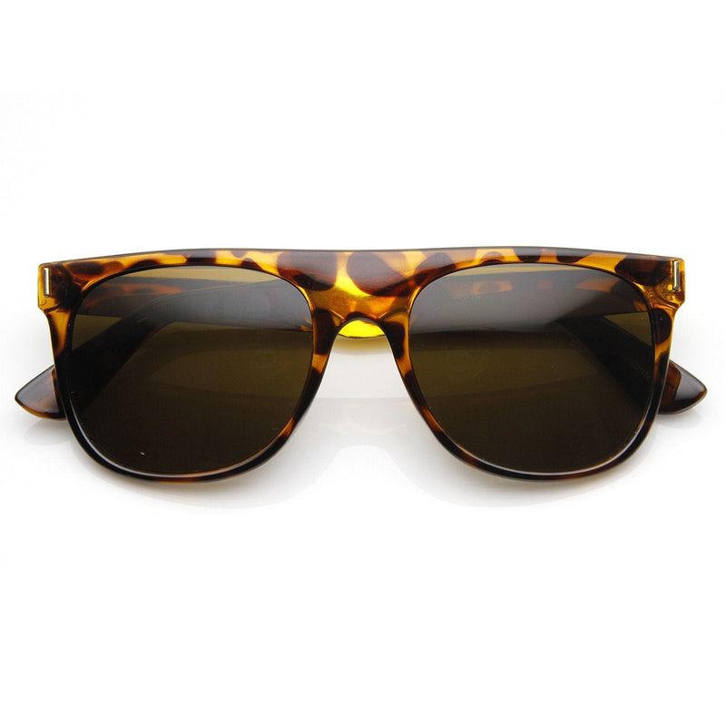 zeroUV Hipster Super Flat Top Retro Horned Rim Sunglasses 8775 Sunglasses White Smoke Tortoise,Shiny Black,Matte Black