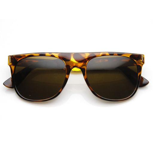 zeroUV Hipster Super Flat Top Retro Horned Rim Sunglasses 8775 Sunglasses White Smoke Tortoise,Shiny Black,Matte Black