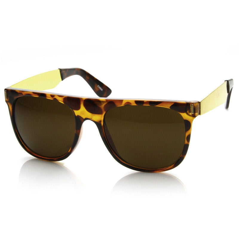 zeroUV Hipster Super Flat Top Retro Horned Rim Sunglasses 8775 Sunglasses White Smoke Tortoise