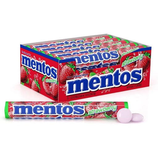 Mentos Mentos Strawberry Chewy Candy Rolls, 15 Count (Pack of 15) Candy & Chocolate White Smoke