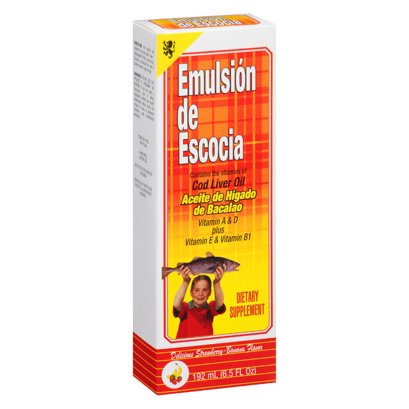 Emulsion de Escocia Emulsion de Escocia Cod Liver Oil, Strawberry Banana Flavor 6.5 Oz Vitamins & Supplements Gray