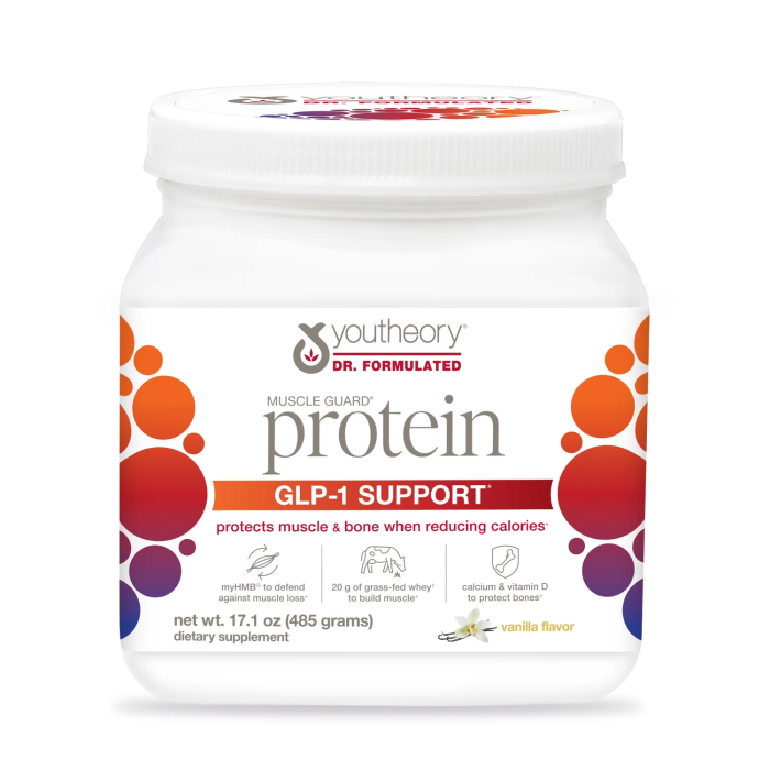 Youtheory Youtheory GLP-1 Support Muscle Guard Protein Vanilla, 17.1 Oz Plumbing Fittings & Supports White Smoke