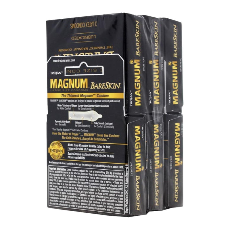 Trojan Trojan Magnum Bareskin Lubricated Latex Condoms 3-Pack Large Condoms Dark Slate Gray