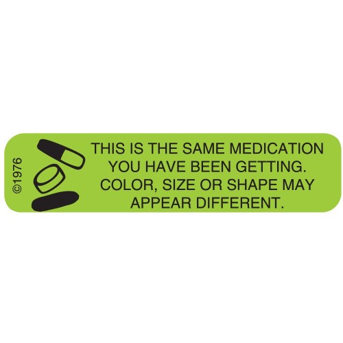 Pharmex Pharmex 1-61G "Color Size Shape" Permanent Paper Label, 1 9/16" X 3/8", Green, Pack O Labels & Tags Yellow Green
