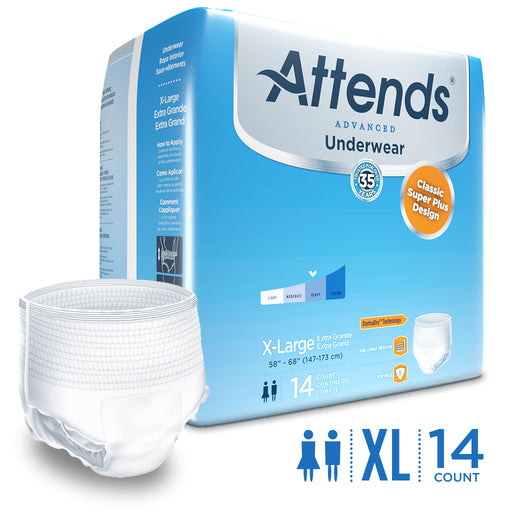 Attends Attends Advanced Underwear, Heavy Absorbency Underwear White Smoke