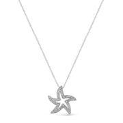 Bids.com .925 Sterling Silver Prong-Set Diamond Accent Starfish 18" Pendant Necklace (I-J Color, I1-I2 Clarity) Necklaces White Smoke White.Sterling Silver / 18