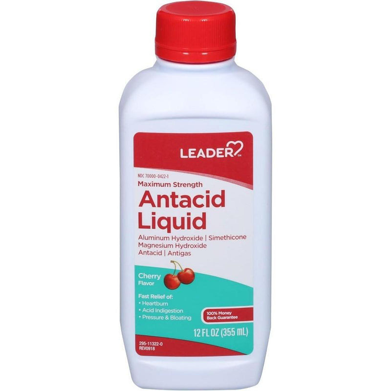 The Leader The Leader Antacid Maximum Strength Liquid Cherry 12 Oz Medicine Cabinets White Smoke