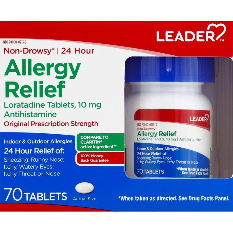Leader Leader 10 Mg Original Prescription Strength Non-Drowsy Allergy Relief Medicine & Drugs Firebrick