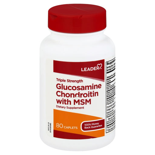 Leader Health Care Leader(Tm)  Triple Strength Glucosamine Chondroitin With MSM Caplets 80Ct Vitamins & Supplements White Smoke