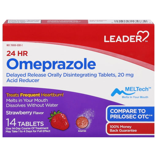 Leader Leader Omeprazole, 20 Mg, Tablets, Strawberry Flavor Health & Beauty Lavender