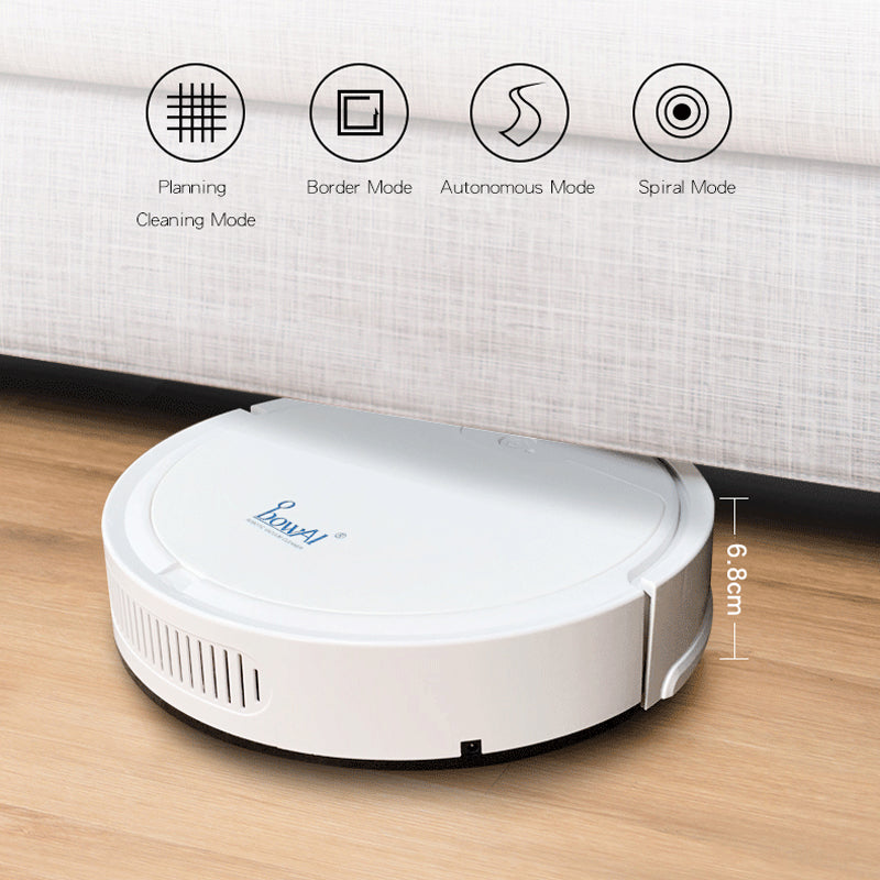 SmartPursue™ Robot Vacuum Cleaner – Smart Automatic Floor Sweeper Vacuum Cleaner Light Gray White