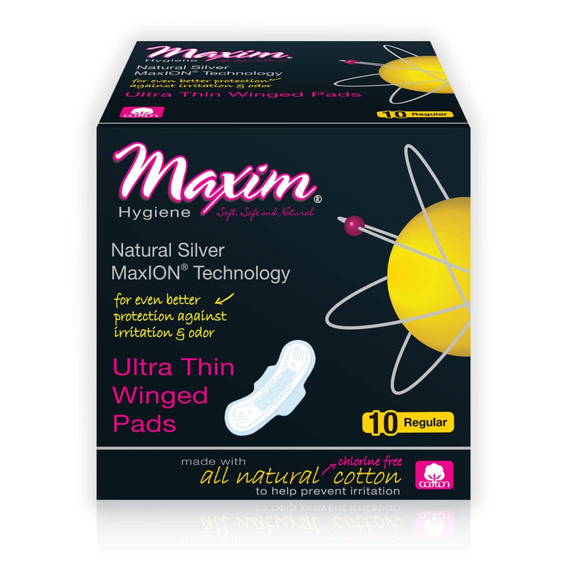 Maxim Maxim Hygiene Maxion Natural Ultra Thin Winged Pads, Regular Health & Beauty Black