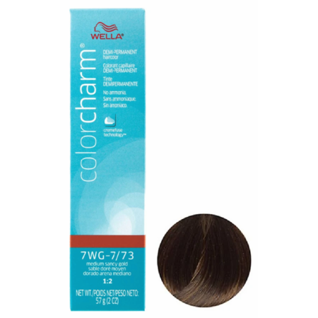 Wella Wella Color Charm Demi Permanent Haircolor 7WG-7/73 Medium Sandy Gold 2 Oz Hair Color White Smoke