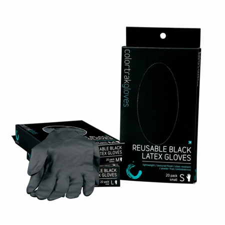 0 Colortrak Reusable Latex Salon Gloves Small Black 4 Pack 4BG-S Hair Styling Tools White Smoke
