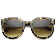 zeroUV Womens Designer Round Oversize Retro Fashion Sunglasses 8623 Sunglasses White Smoke Block Tortoise Amber