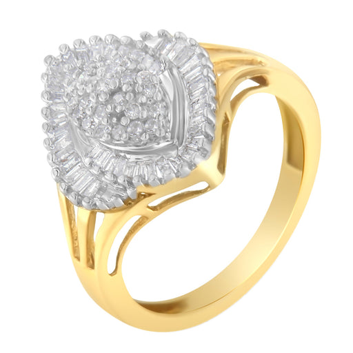 Bids.com 10K Yellow Gold Diamond Cocktail Ring (1/2 Cttw, J-K Color, I2-I3 Clarity) - Size 6-1/2 Rings White Smoke 7 / Yellow.Gold,6 / Yellow.Gold,8 / Yellow.Gold,7.5 / Yellow.Gold,6.5 / Yellow.Gold