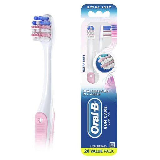 Oral B Oral B Toothbrush, Gum Care Compact, Extra Soft, 2x Value Pack Toothbrushes White Smoke