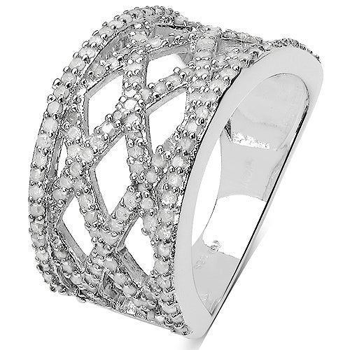Bids.com 0.92 Carat Genuine White Diamond .925 Sterling Silver Ring Rings White Smoke size 7.00,size 8.00,size 6.00,size 9.00