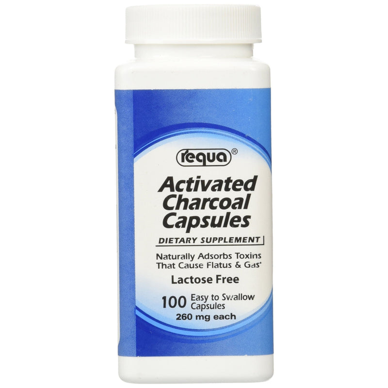 Requa Requa Activated Charcoal - 260 Mg - 100 Capsules Vitamins & Supplements White Smoke