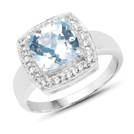Bids.com 2.46 Carat Genuine Blue Topaz and White Topaz .925 Sterling Silver Ring Rings White Smoke size 6.00,size 7.00,size 8.00,size 9.00