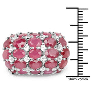 Bids.com 8.54 Carat Glass Filled Ruby and White Topaz .925 Sterling Silver Ring Rings White Smoke size 6.00,size 7.00,size 8.00,size 9.00