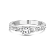 Bids.com 14K White Gold 1/2 Cttw Diamond Solitaire Pave Set Engagement Ring (G-H Color, VS2-SI1 Clarity) - Size 7 Rings White Smoke 7 / White.Gold