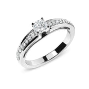 Bids.com 14K White Gold 1/2 Cttw Diamond Solitaire Pave Set Engagement Ring (G-H Color, VS2-SI1 Clarity) - Size 7 Rings White Smoke 7 / White.Gold